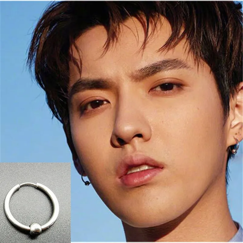 KPOP DNA корейские мужские круглые серьги из титана и стали ювелирные аксессуары