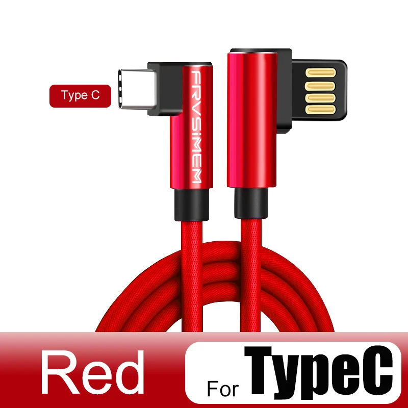 90 градусов usb type C кабель для быстрой зарядки Micro USB C кабель для зарядки и синхронизации данных провод для samsung Xiaomi sony huawei 1 м 2 м 3 м 25 см - Цвет: Red
