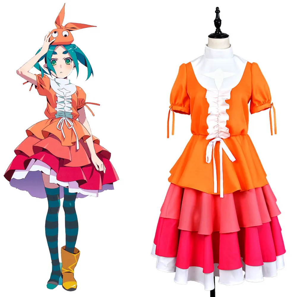 Monogatari серии Nisemonogatari Yotsugi Ononoki платье Косплэй Костюм Униформа Клубная вечерние