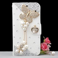 luxury bling crystal rhinestone wallet leather case butterfly diamond phone case for samsungs9 s10 s20 s21 s22plus note8 9 10 20