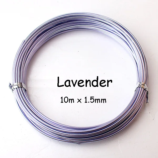 lavender 1,5 мм Толстая анодированная алюминиевая проволока 10 м 11 ярдов 33 фута Золотая Серебряная оберточная проволока для изготовления ювелирных изделий ремесло бонсай - Цвет: lavender