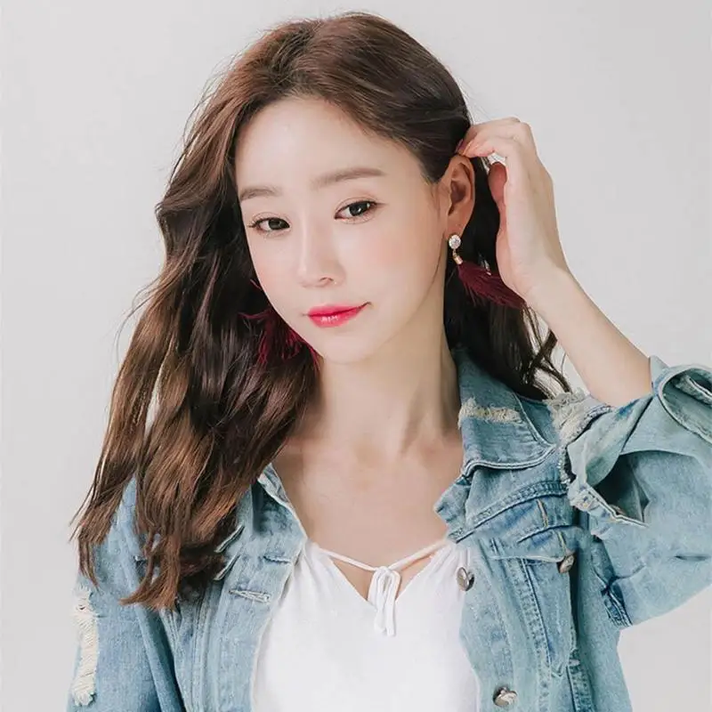 Многоцветные серьги модное страусиное перо металл цветок дворец ретро старинная