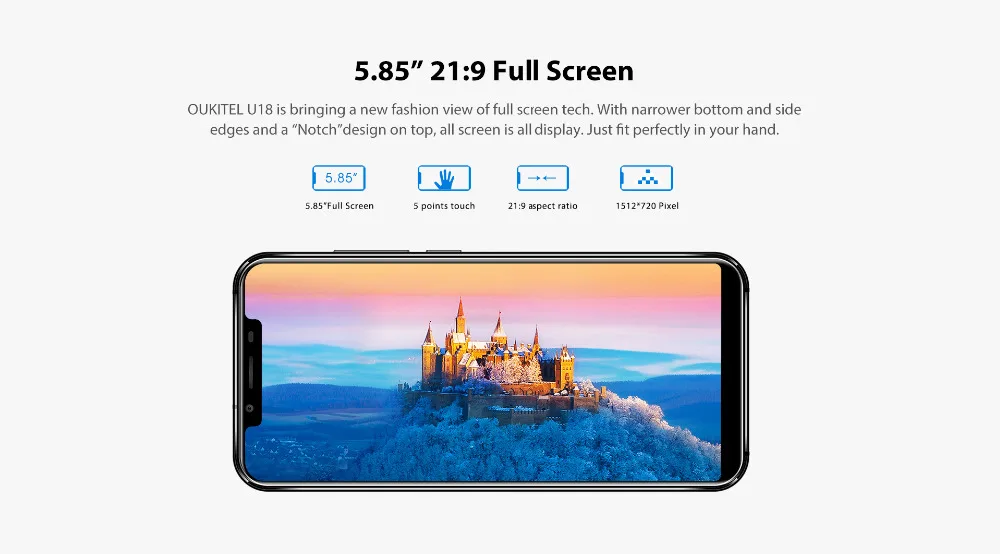 Oukitel U18 4G мобильный телефон 4 GB 64 Android 7 0 MTK6750T Octa Core 5 85 '✡:9 Notch топ полный Дисплей