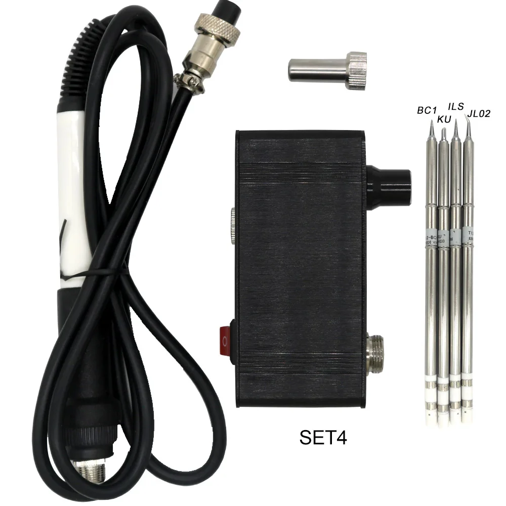 SET4 Мини T12-943 OLED-STM32 1,3 дюймов цифровой дисплей паяльная станция электронный сварочный Утюг DC Версия портативный с железными наконечниками - Цвет: SET4