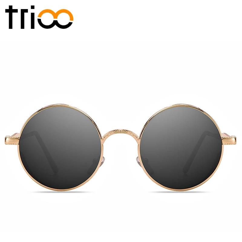 Круглые Солнцезащитные очки TRIOO мужские солнцезащитные с резьбой в виде листьев