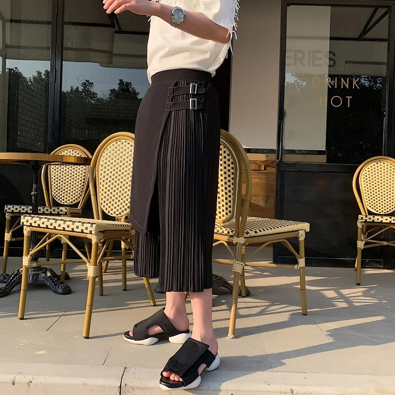 Брюки мужские с широкими штанинами Свободные повседневные штаны со складками