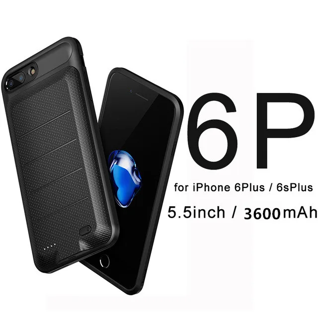 i6P 3600 Black Baseus Портативный Power Bank Телефон чехол Зарядное устройство Защитный чехол на айфон 6 6s 7 7Plus 3650mAh Power Bank для айфон - Цвет: i6P 3600 Black