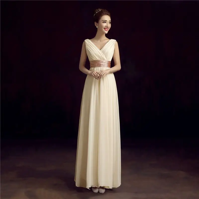 Шампанское Robe demoiselle d'honneur Горячие sexy шифон с v-образным вырезом Королевский синий цвет Шампанское Фиолетовый Синий Кот Красные нарядные платья под$35 - Цвет: Шампанское
