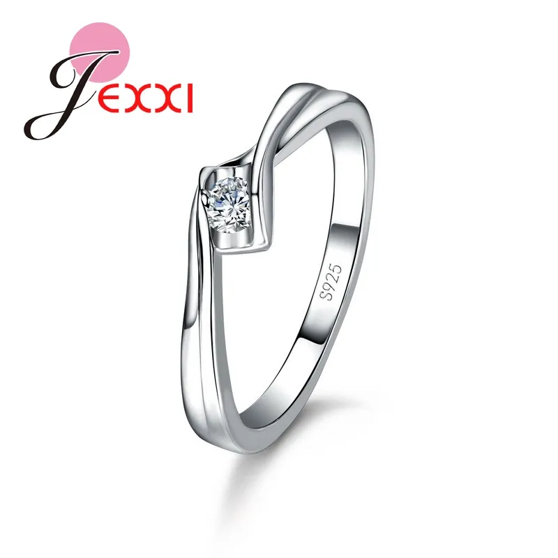 Exquisite Hot Sale Round Sparking Cubic Zirconia Genuine 925 Sterling Silver Finger Ring For Woman Girls Favorite Festival Gift | Украшения