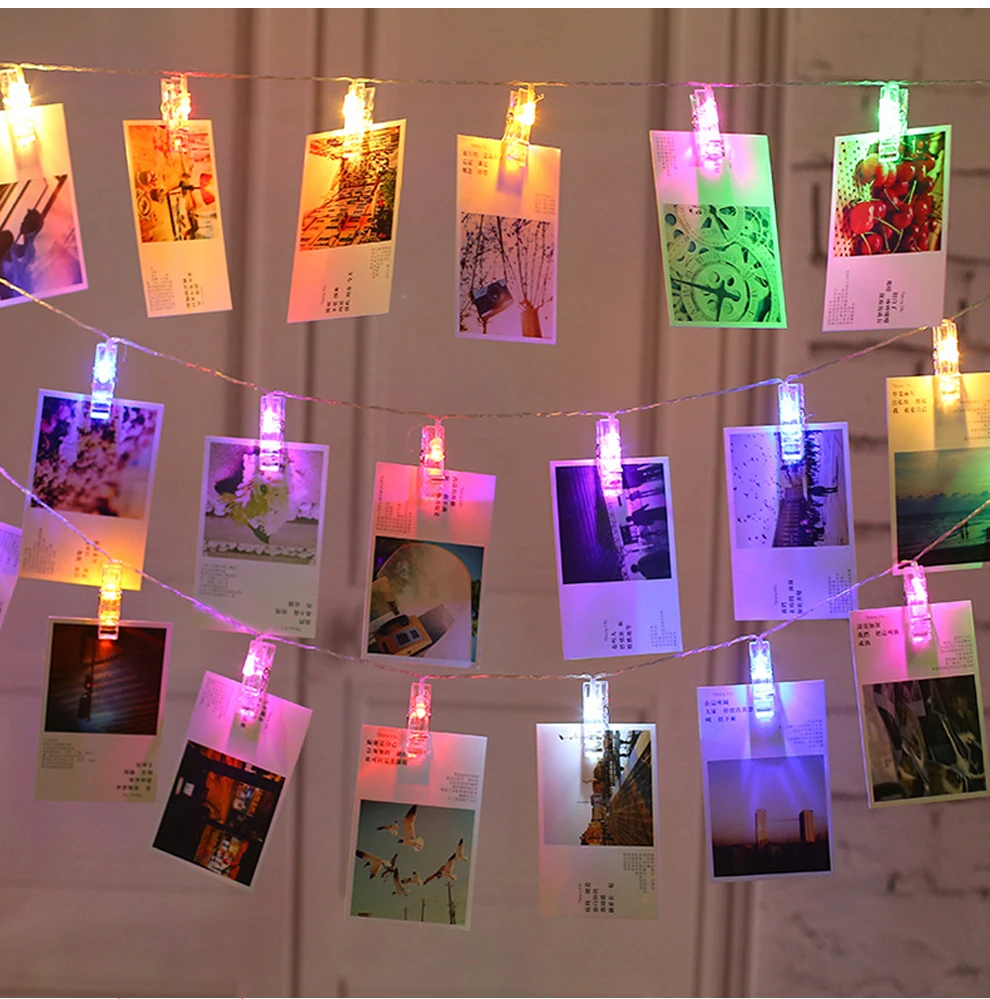 

Photo Clip Holder LED String Lights Battery Powered/USB 1M 4M 10M Christmas New Year Party Wedding Home Decoration Fairy Lights