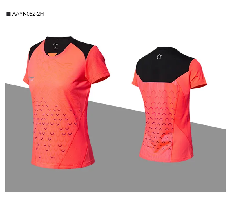 Li-Ning женские настольные теннисные футболки для сборной дышащая подкладка тренировочные спортивные футболки топы AAYN052 WTS1410