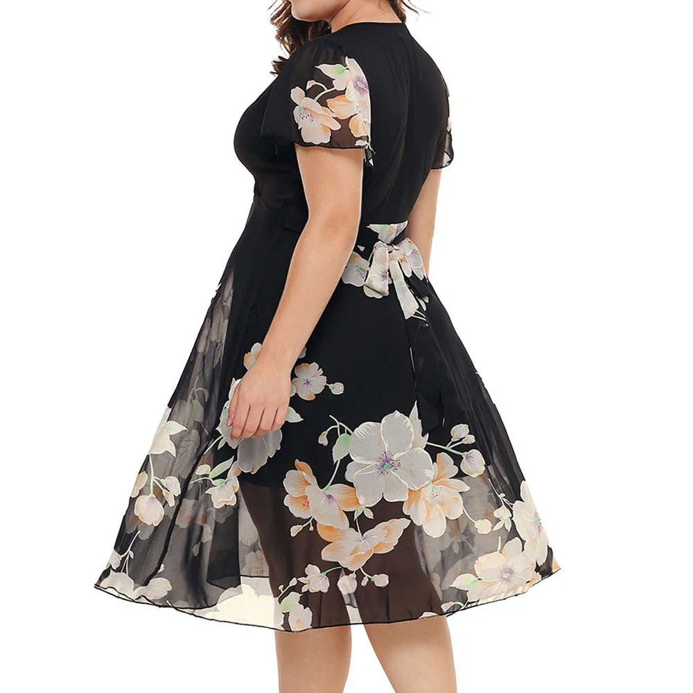 Платья с цветочным рисунком женское шифоновое платье v образным вырезом и