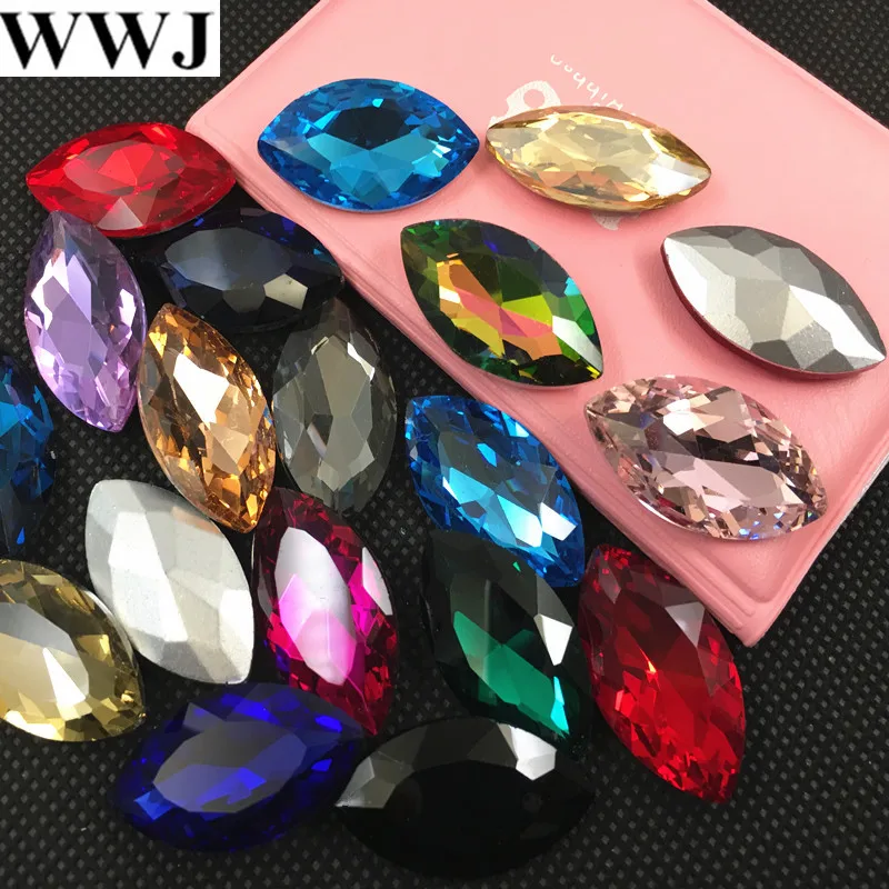 Стеклянный лошадиный глаз Navette фиолетового цвета стеклянный для ювелирных