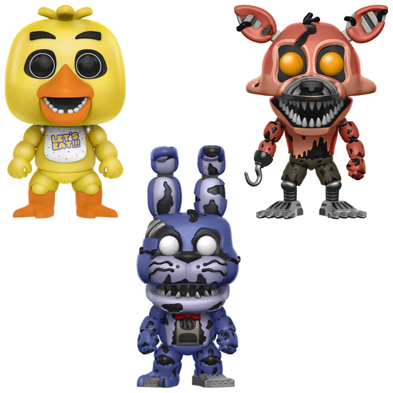 3 шт./компл. ПВХ фигурка героя аниме «Five Nights At Freddy's», «пять ночей куклы игрушки FNAF кошмар Бонни и Чика Фокси» из мультфильма для мальчика, с принтом Фредди 5 Fazbear кукол - Цвет: 3PCS