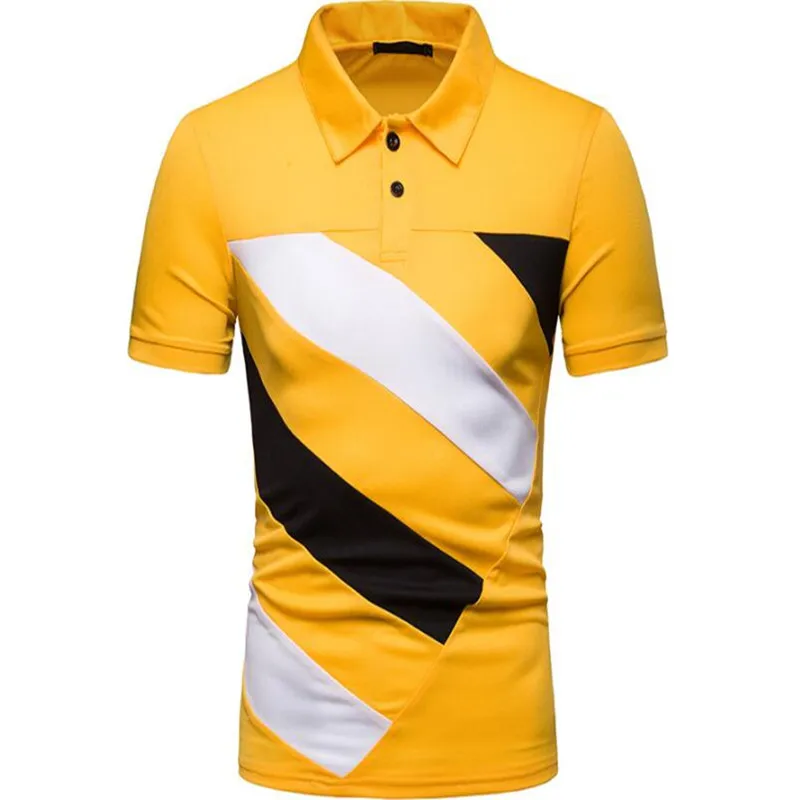 Новая модная цветная Мужская рубашка поло с короткими рукавами и лацканами на