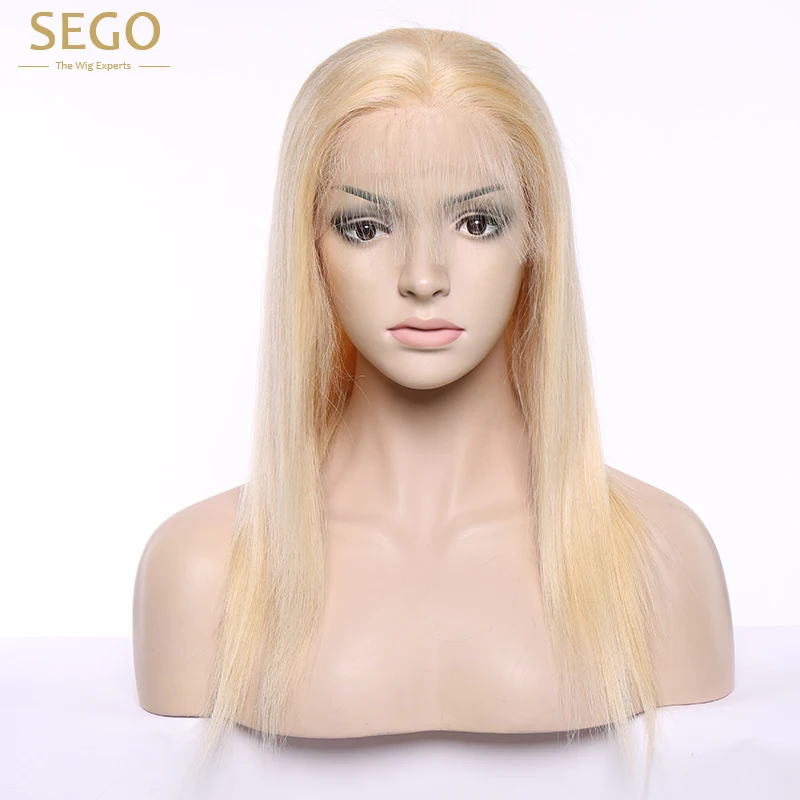 SEGO 13*4 прямые парики из натуральных волос на кружеве 613 блонд 10 22 дюйма 100% Remy