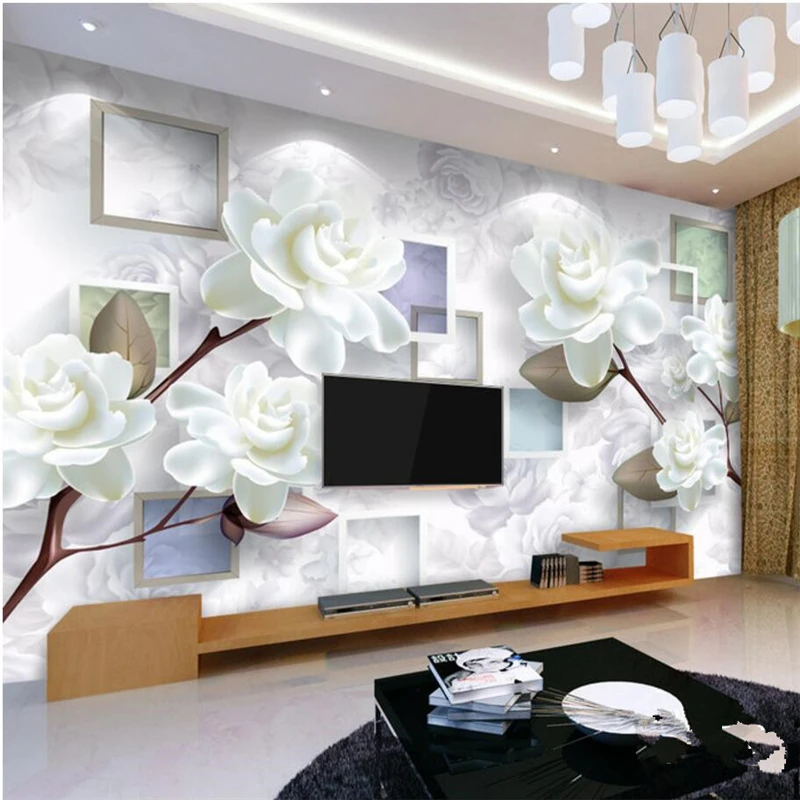 Обои Beibehang на заказ 3D Современные Простые эстетические обои с белыми пионами
