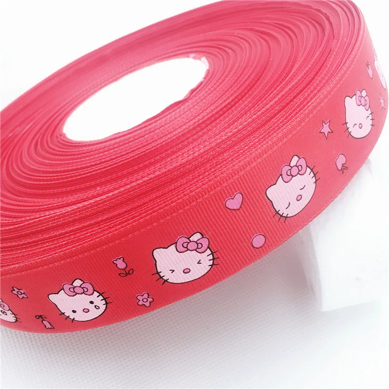 1 'ཕ мм 5 ярдов Красный цвет мультфильм Милая Лента Hello Kitty Полиэстеровая