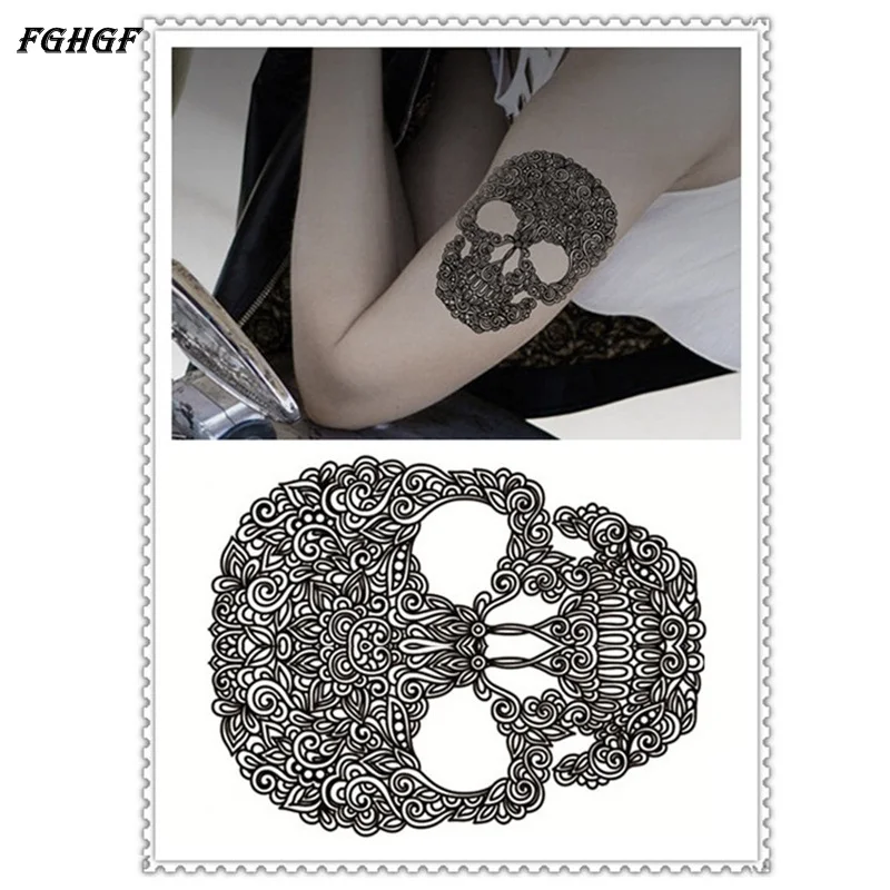 Fghgf череп Временные татуировки Стикеры Водонепроницаемый временные Средства