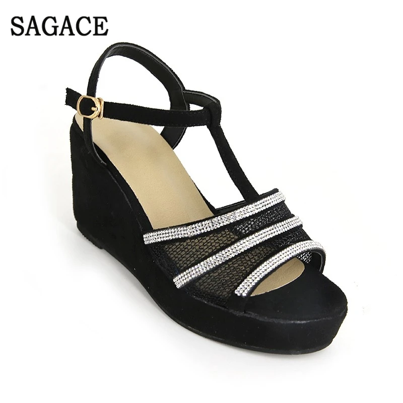 SAGACE/Модные женские босоножки с Т-образным ремешком и пряжкой Босоножки открытым