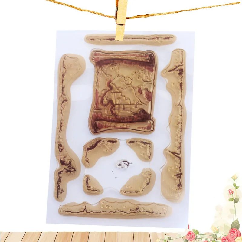 Прозрачные штампы из овчины карты с сокровищами прозрачные резиновые печать для