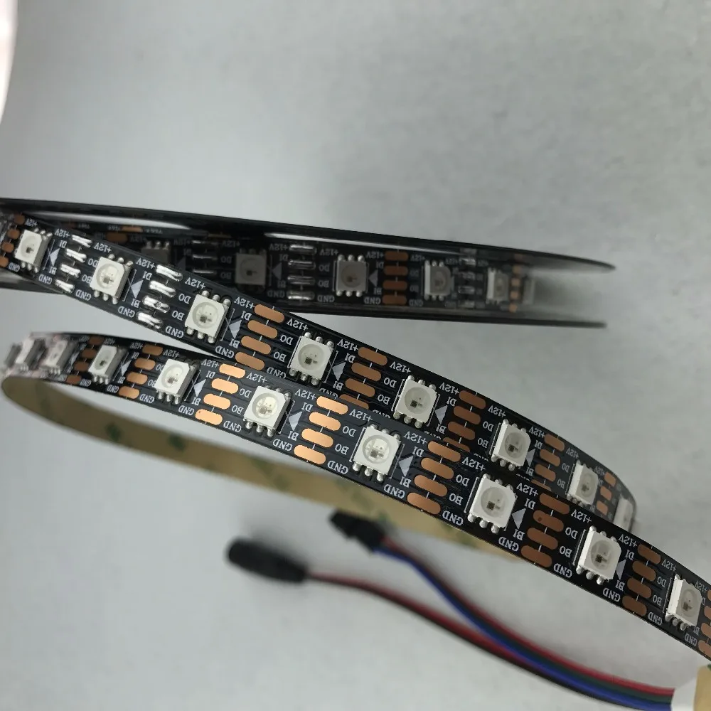 Черный PCB 60 Светодиодный s/m WS2815 DC12V адресуемый полноцветный RGB 5050 светодиодный полосы; 5 м/катушка; не водонепроницаемый; IP33
