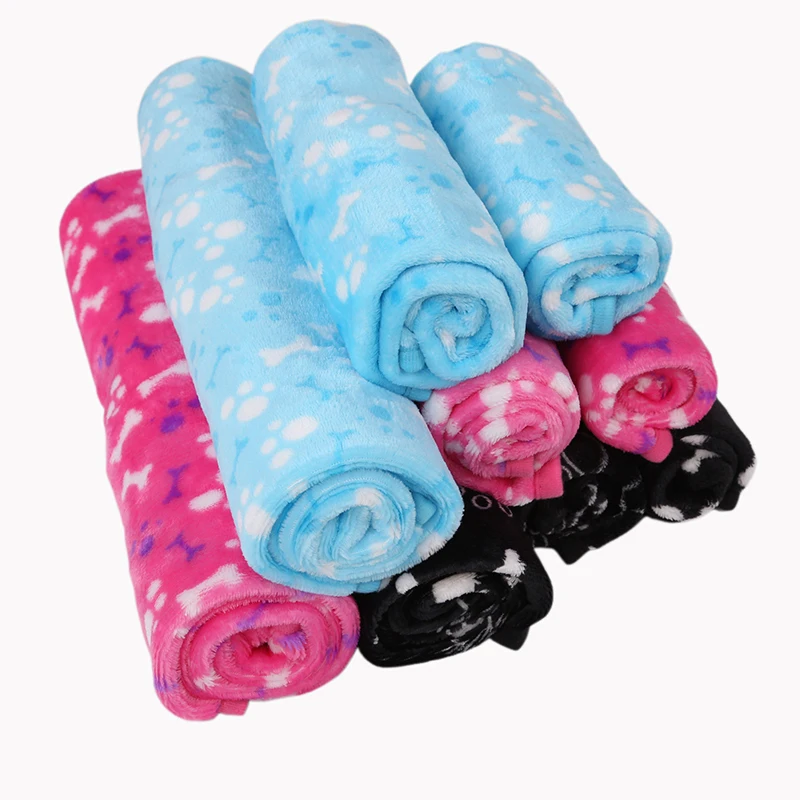 

2018 Cute Warm Pet Beds Mats Cover Small Medium Large Towel Paw Handcrafted Print Cat Dog Fleece Soft Blanket Puppy Pet Supplies