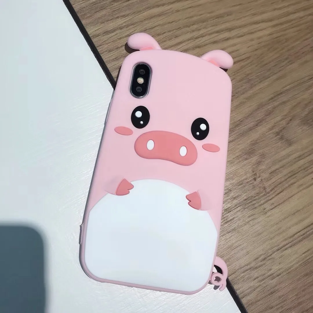 3D Мягкая силиконовая резина Розовая Свинья мультфильм чехол для iPhone X XS MAX XR 5 5S SE 6 S