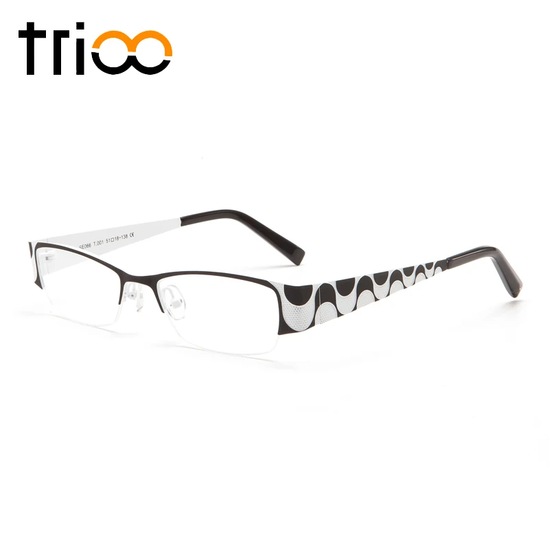 TRIOO Wave Design Prescription Eyeglasses Black White Multi Color Cool Myopia Glasses Fashion Semi Rimless Optical Eyewear |
