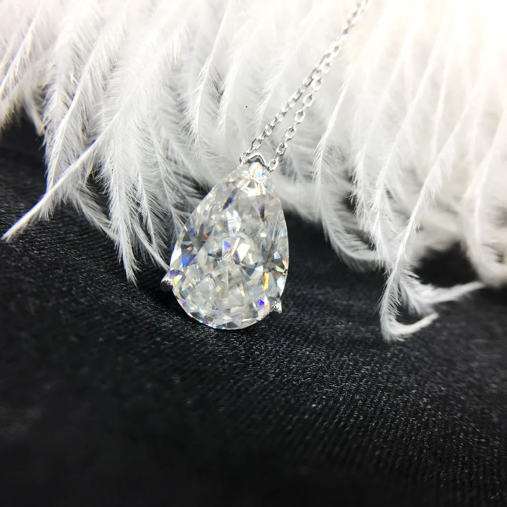 Твердый муассанитовый кулон из белого золота 18 К 4.5ct 10x15 мм DF Цвет Груша разрезанный Муассанит лабораторный алмаз кулон ожерелье для женщин