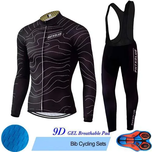 Bib Cycling Set Phtxolue, набор для велоспорта, Мужская одежда для велоспорта, одежда для велоспорта, дышащая, анти-УФ, одежда для велоспорта, с длинным рукавом, наборы для велоспорта - Цвет: Bib Cycling Set