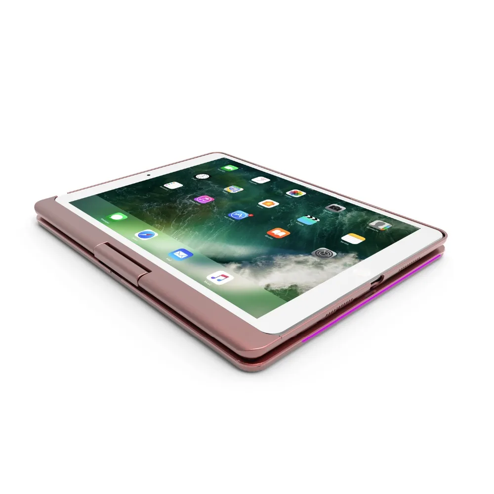 360 градусов вращения беспроводной Bluetooth клавиатура чехол для iPad Pro 10,5 дюймов с красочной светодиодный подсветкой
