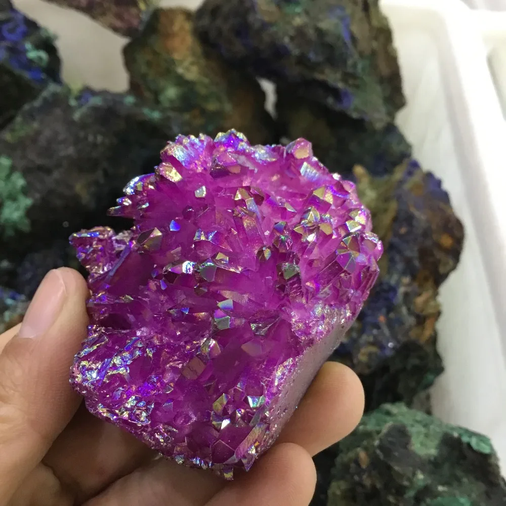 Натуральный кварцевый хрустальный камень гальваническая пластина пурпурные