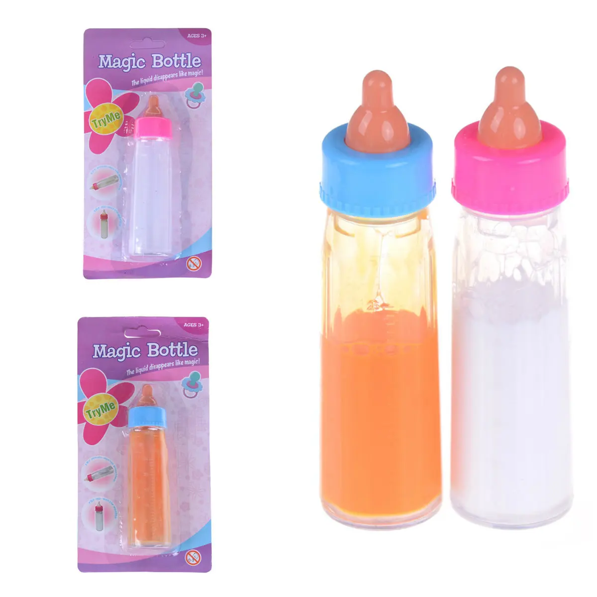 

1PC Disappearing Milk Bundle Kids Play Toy Access Preemie Kit 2 Colors Baby Dolls Feeding Bottle Magic Dummy Pacifiers Set