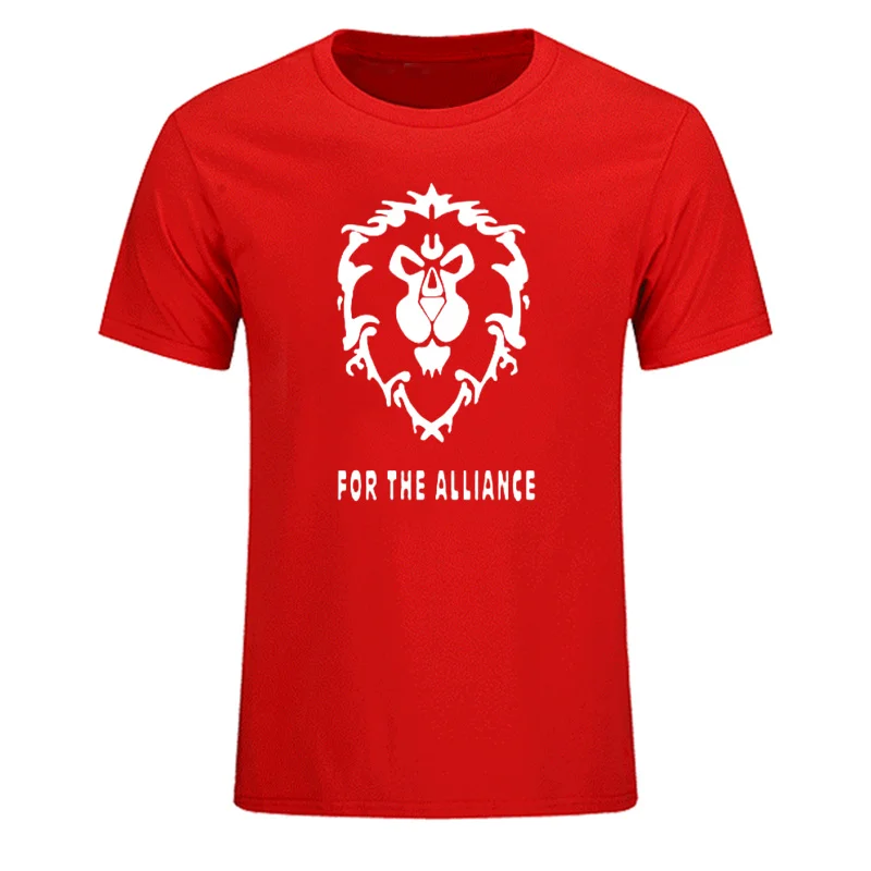 New Summer Fashion Game WOW ALLIANCE&ampHorde T Shirts Mens Graphic Cotton Short Sleeve Round Neck Plus Size casual Tops Tees | Мужская