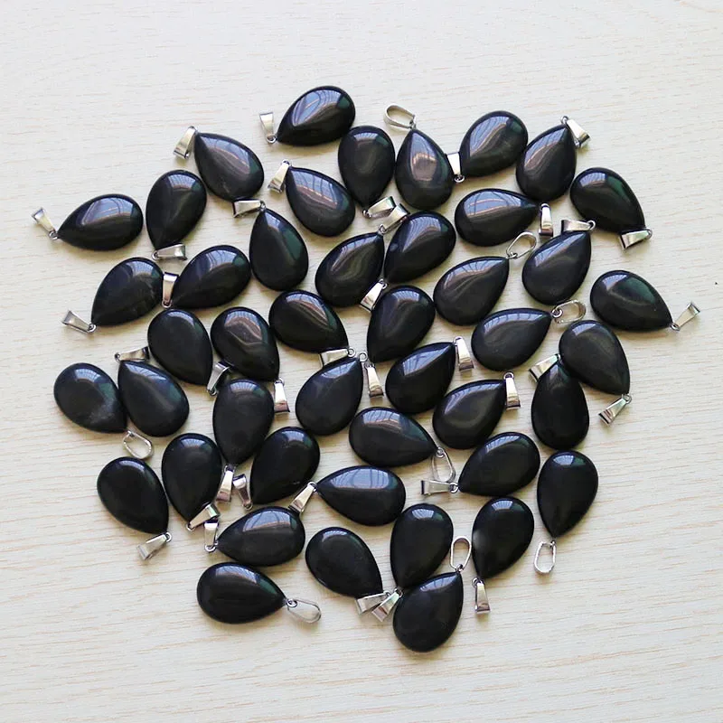

Wholesale Charms Warter Drop Teardrop Natural Obsidian Stone Beads Pendants DIY Jewelry Making Necklace For Women Free Shipping