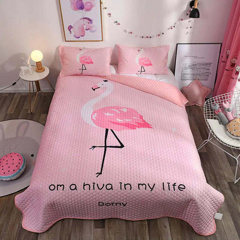 

Famvotar 3-Piece Quilt Set with Shams Full Size Flamingo Pattern Reversible Comforter Set Twin Full Size Kid Summer Bedspreads