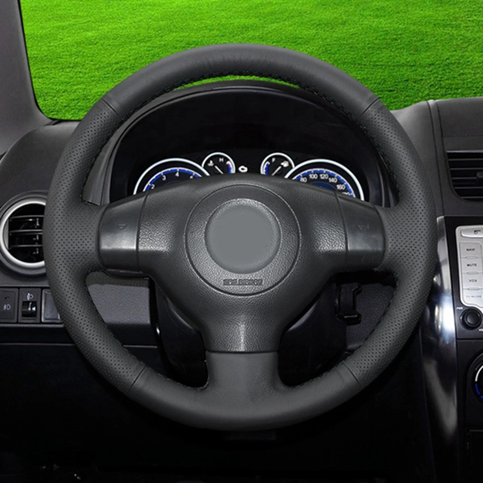 Прошитый вручную черный кожаный чехол для рулевого колеса автомобиля Suzuki SX4 Alto старый Свифт Opel AGILA