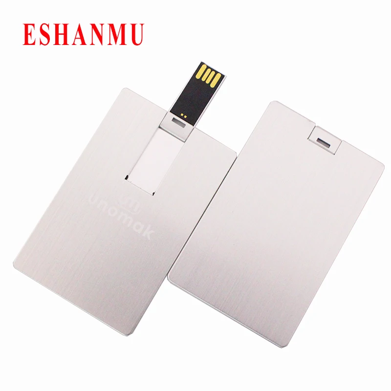 Алюминиевый для визитной карточки, usb-флешки флеш-накопитель 4 ГБ 8 ГБ 16 ГБ 32 ГБ Флешка карта памяти Пользовательский логотип USB
