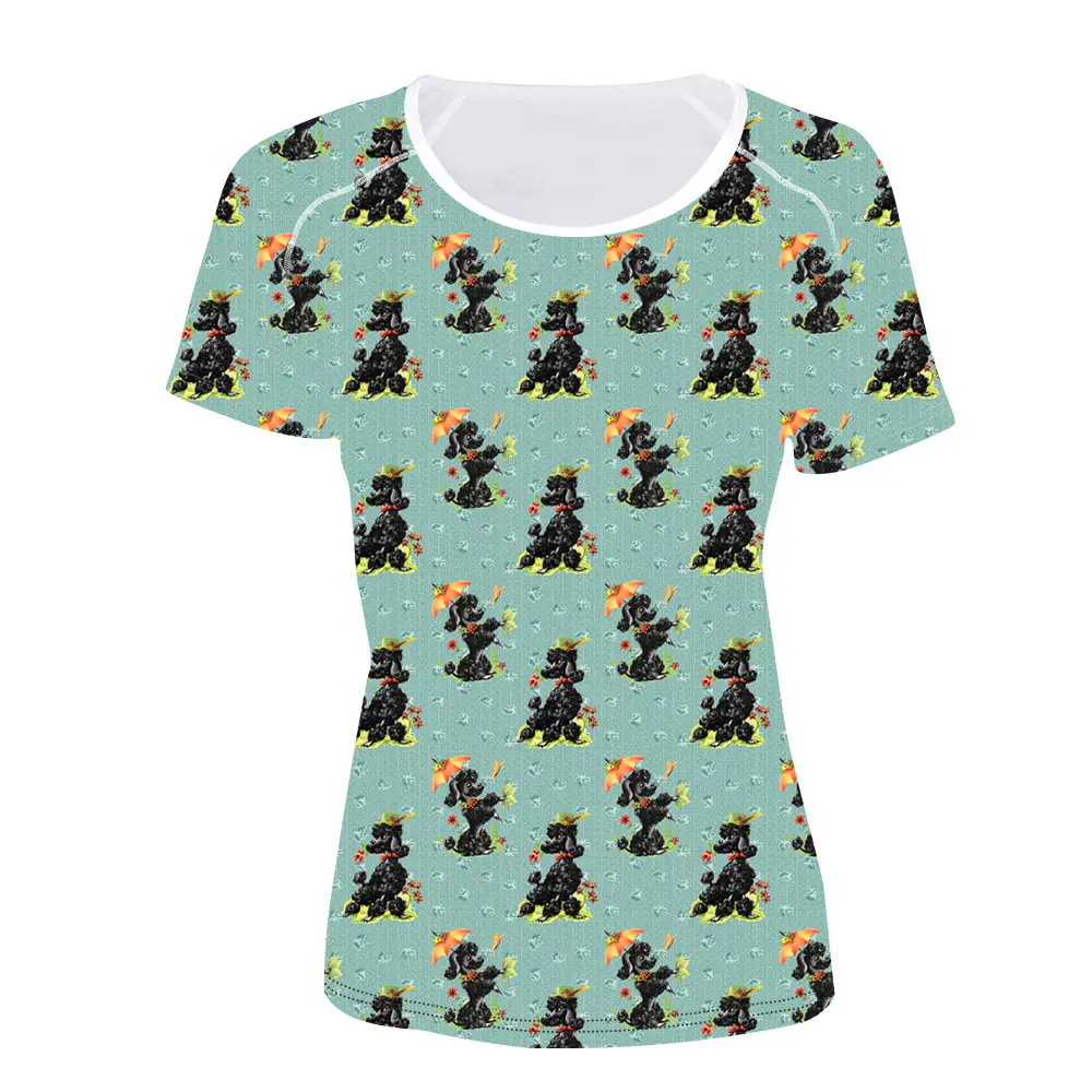 Стильная женская футболка футболки с рисунком пуделя собаки для девочек топы