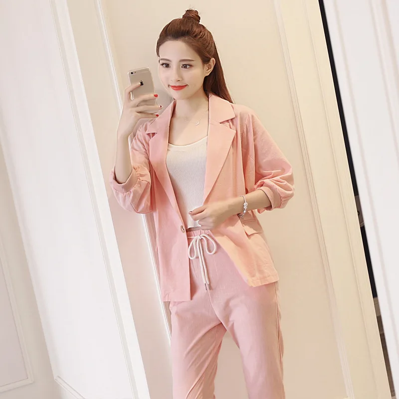 Профессиональный женский костюм с длинными рукавами и брюки Модный Тонкий