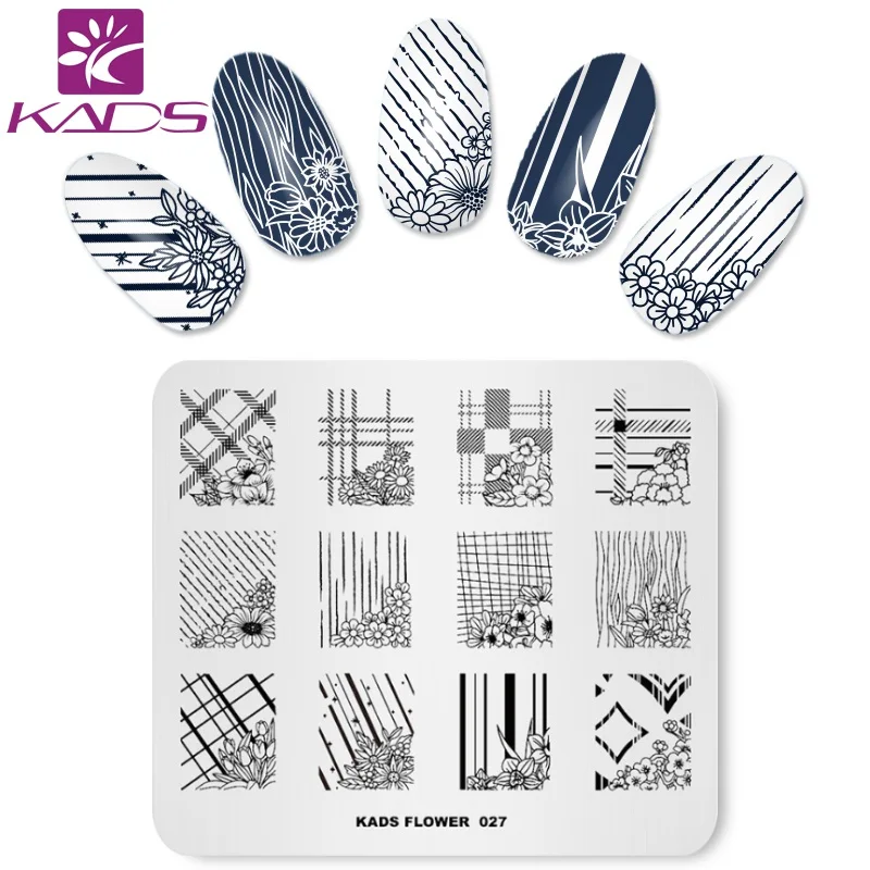 

KADS Flower 027 Nail Art Stamping Image Plate Template Manicure Nail Stencil Tool Templates DIY Image Nail Art Decorations Stamp