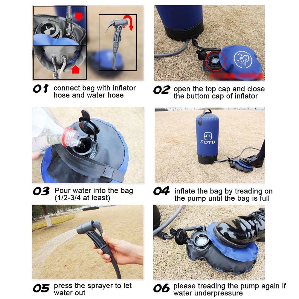 11L ПВХ легкий для купания путешествия хранение воды открытый надувной душ