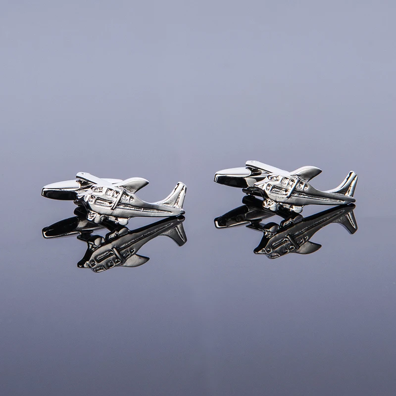 New High Quality Mens Design Airplane Cufflinks Helicopter Aircraft Cuff Links For Business Shirt Wedding Gift Free Shipping