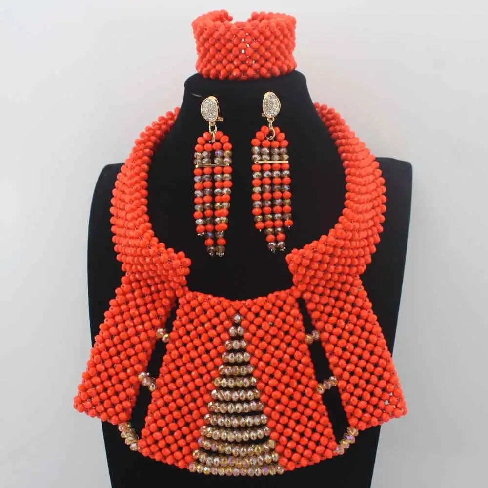 

African Beads Jewelry Set Crystal Beads Necklace Set Nigerian Wedding African Jewelry Set Crystal Jewelry Set W13958