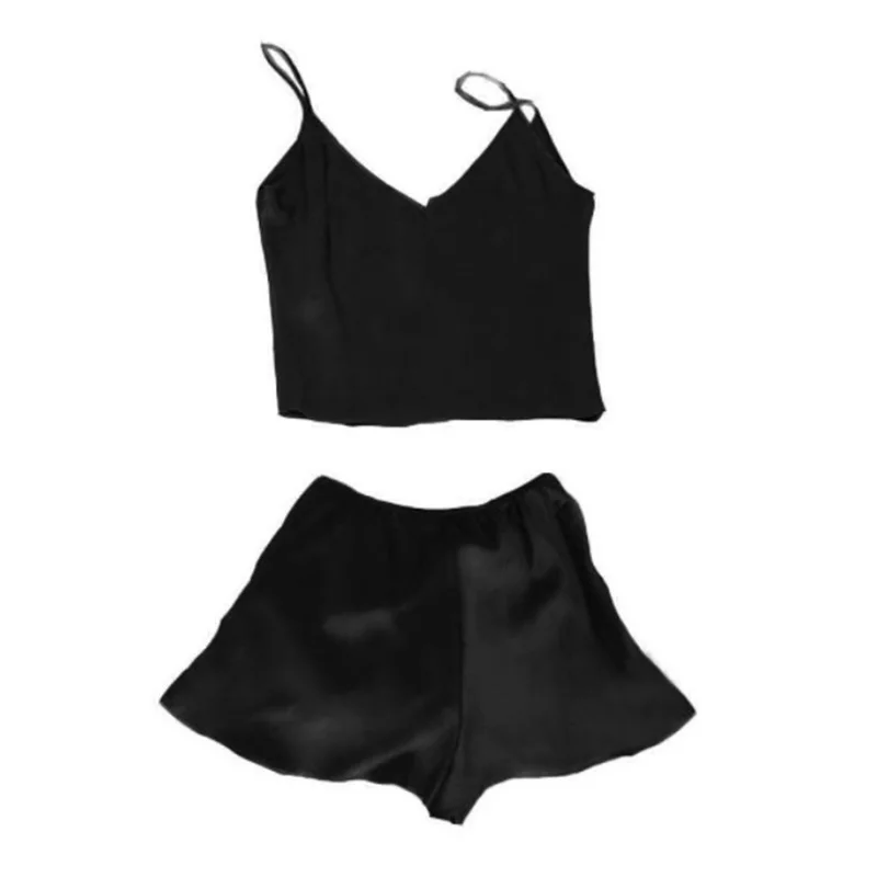 Женские топы + шорты одежда для сна Эмуляция шелка свободная Мода 2 шт./компл.