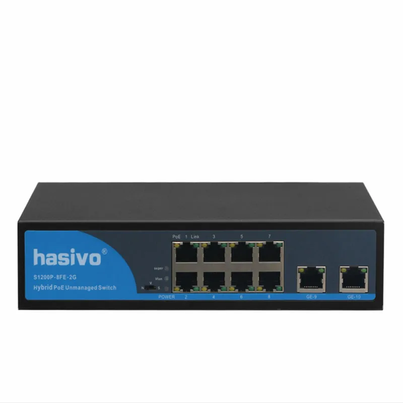 Коммутатор Ethernet PoE с 8 портами RJ45 2 гигабитных коммутатора Uplink 150 Вт|Сетевые