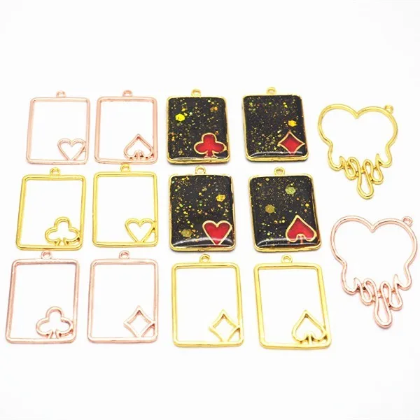 5 шт./лот квадратная металлическая рамка в форме сердца подвеска с очаровательным
