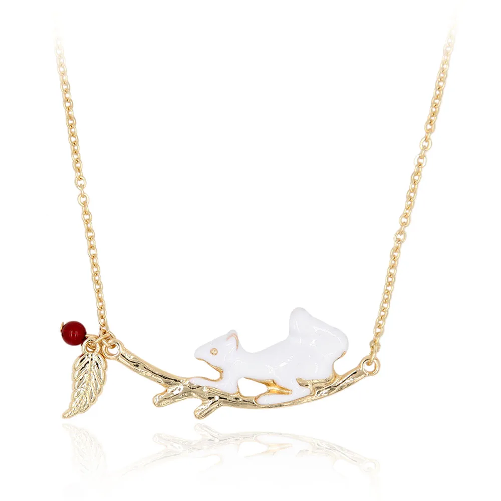 Очаровательная эмалированная подвеска в виде белки ожерелье до ключиц