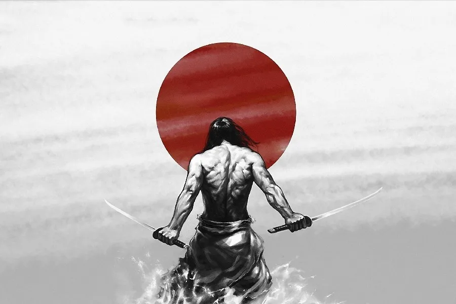 Рамка сделай сам Япония Катана воин художественное изображение постер из ткани